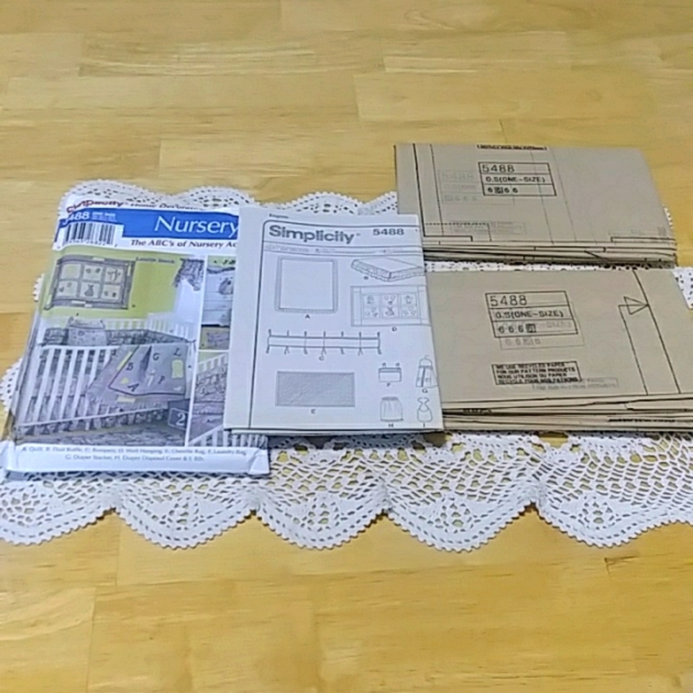 Uncut, factory-folded Simplicity Home Nursery sewing pattern.